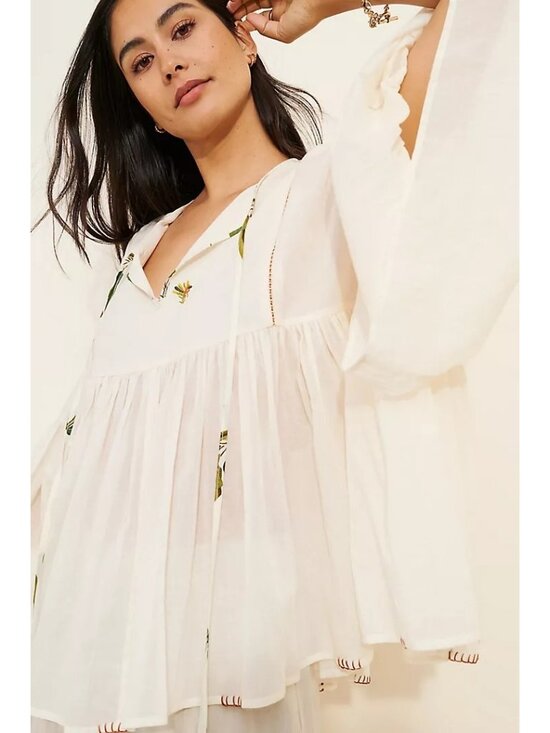 Anthropologie Tops - Anthorpologie Nikasha Jamandi Maya Blouse Embroidered Boho Chic Hippie Womens M